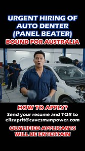 11K views · 133 reactions | HIRING FOR AUSTRALIA❗  PANEL BEATER CAN ALSO DO AN AUTO PAINTING WITH PUTTY EXPERIENCE QUALIFICATION: 5yrs. Experience at the same field 1 year TOR from College/ Vocational Please send your resume to: elizaprlt@cavesmanpower.com with subject: PANEL BEATER_FULL NAME | Caves Brian | Facebook