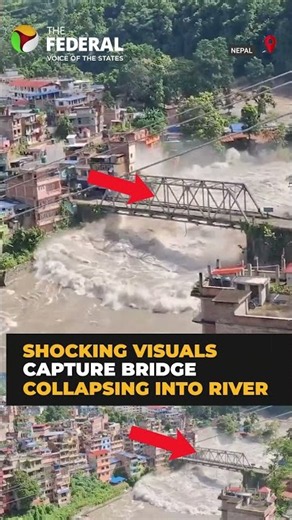 Nepal flash flood: Bridge completely washed away | #shorts
