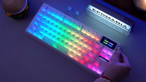 EPOMAKER G84 PRO Wireless Gaming Keyboard with Screen&Knob, 75% Creamy Mechanical Keyboard, 8000mAh, Hot Swappable, Silicone Keycaps, BT5.0/2.4G/USB-C Mode, NKRO, RGB (White, Creamy Jade Switch)