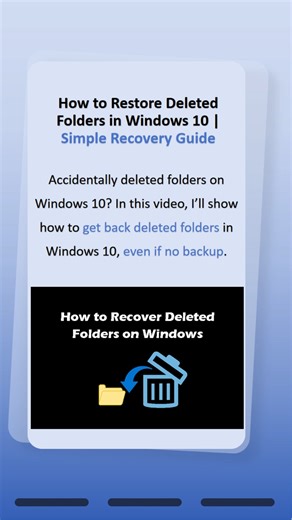 Jonna Chu on Instagram: "How to Restore Deleted Folders in Windows 10 I restore deleted folders on Windows 10 using this method with ease. It works to get back data from shift delete or even emptying the Recycle Bin. #restoredeletedfolder #datarecovery #folderrecovery #AOMEIFastRecovery #windows10 #datatips"