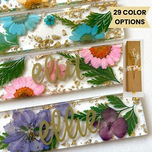 Personalized Name Bookmark Custom Name Bookmark Flower Name Bookmark Mother's Day Gift Resin Flowers Bookmark Glitter Bookmark Small Gift - Etsy