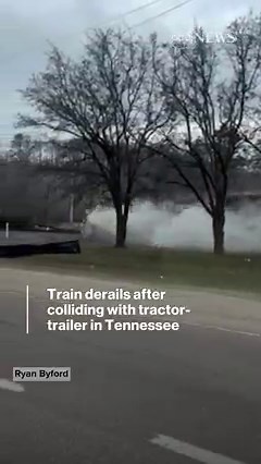 6.7M views · 68K reactions | Two crew members were transported to the hospital after a train collided with a tractor-trailer in Tennessee. Officials say the truck driver was not hurt. https://abcn.ws/3G8tJSy | ABC News | Facebook