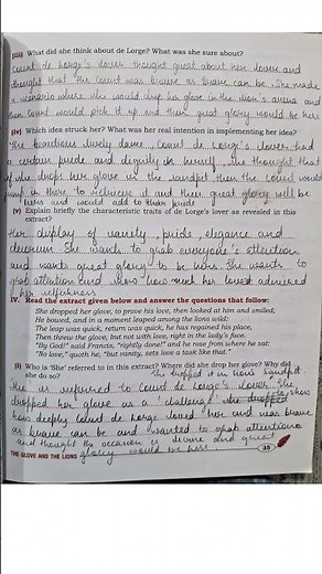 The Glove And The Lion Workbook Solutions #icseclass10 #icseenglishsolution #icseenglishliterature10