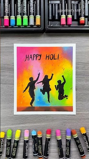 Happy Holi Drawing with Oil Pastels 🎨 | Easy Holi Festival Art #art #holi