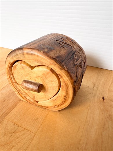 Vintage Handcrafted Wooden Log Jewelry, Keepsake Heartshaped Box - Etsy