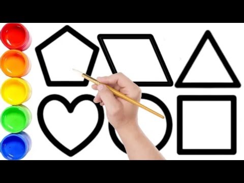 Learn Cute 2d Shapes Drawing Painting Colouring for kids Toddlers Easy step by step Drawing ABC Song