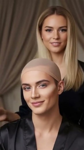 I gave my boyfriend a stunning makeover! #makeup #transformation #tg #mtf #boytogirl #femboy #ai