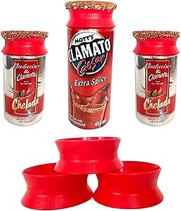 3-Pack Reusable Snap Cap for Rimming Canned Beverages, Beer Rimmer, Bar Accessories, Camping accessories, Gifts for Men and Women, Indoor and outdoor events, Canned Cheladas, Red
