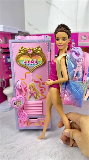 Satisfying With Unboxing Barbie Locker Set Toys, ASMR Video #shorts