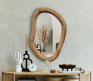 Handcrafted Asymmetrical Mirror – Organic Solid Wood Frame, Modern Boho Rustic Wall Decor - Etsy