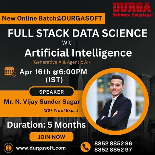 FULL STACK DATA SCIENCE with Artificial Intelligence Online Training @ DURGASOFT