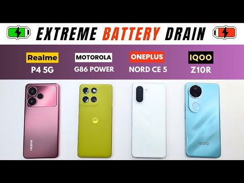 BATTERY DRAIN TEST: Realme P4 vs Motorola G86 Power vs iQOO Z10R vs OnePlus NORD CE 5