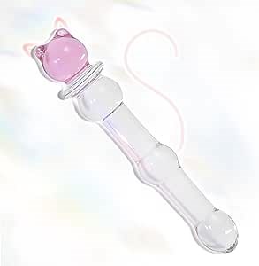 Glass Anal Plugs Anal Beads Cute Clear Butt Plugs Crystal Dildo Female for G-spot Massage Adult Sex Toys for Couples (L)