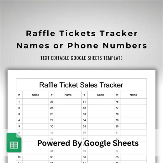 Raffle Ticket Sales Tracker - 1-1000 Numbered List - Google Sheets Fundraiser Template - Donor Names Log - 10 Tab Digital Raffle Sheet - Etsy