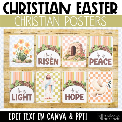Christian Easter Posters Spring Sunday School Bulletin Board Church Decor