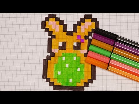 DIY Handmade Drawing Pixel Art | How to draw a cute Easter Egg with Bunny | Easy Rabbit Draw with Me