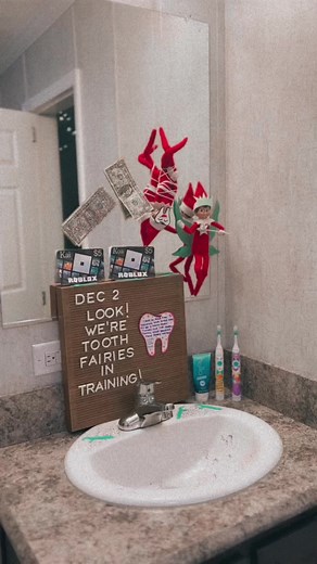 Day 2: One of my kids lost a tooth & so the elves meet the Tooth Fairy! 🧚 🦷 ✨ #elfontheshelf #christmascountdown #elfontheshelfideas #christmastiktok #elfontheshelfchallenge