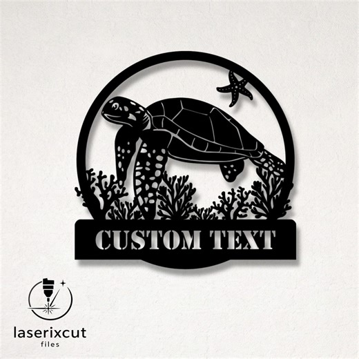 Customizable Sea Turtle Laser Cut Vector Files - SVG, DXF, Glowforge, Cricut, CNC, Metal Wall Art, Ocean Animal Decor, Instant Download - Etsy