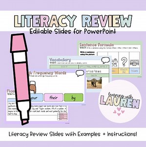 Editable Daily Literacy Review Slides for Use with Mini Whiteboards