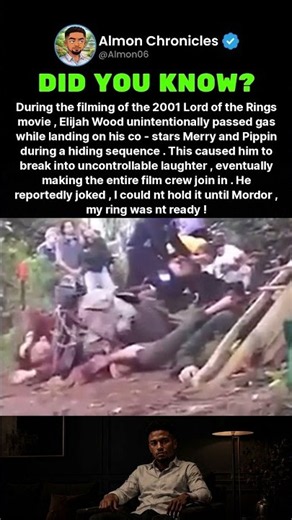 During the filming of the 2001 Lord of the Rings movie, Elijah Wood unintentiona...