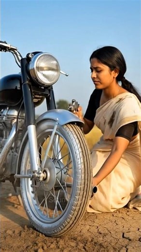 Village Girl Paints Royal Enfield Bullet Bike 🎨🏍️ | Amazing Clay Art Transformation #Shorts