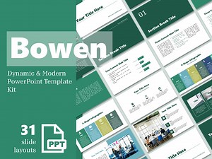 BOWEN | Dynamic Modern Presentation Template Kit - 31 Slide Layouts, 60-slide Slidebank, 3 Color Palettes | Powerpoint Compatible - Etsy