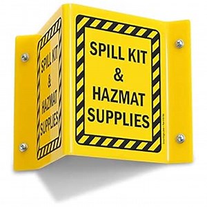 SmartSign - S-8988-AV-06 "Spill Kit & Hazmat Supplies" Projecting Sign | 5" x 6" Acrylic Black on Yellow