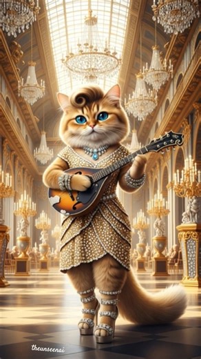 cat play mandolin.#DreamScreenAI #love #aiart #cat #animation #shorts #short #ai #viral #reels #cats