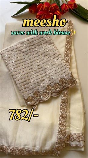 @Meesho saree with kundan work nlouse material|| 👌quality || #shorts #shortsviral