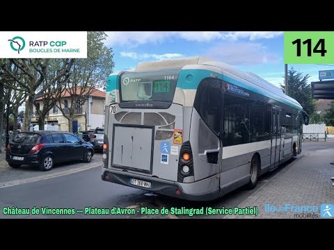Bus 114 RATP CAP IDF - GX337 Hybride N°1164 Château de Vincennes --- Plateau d’Avron - Stalingrad