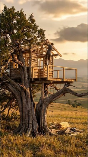 Building a treehouse in the middle of the prairie. #howto #timelapse #buildhouse #timelapsebuild