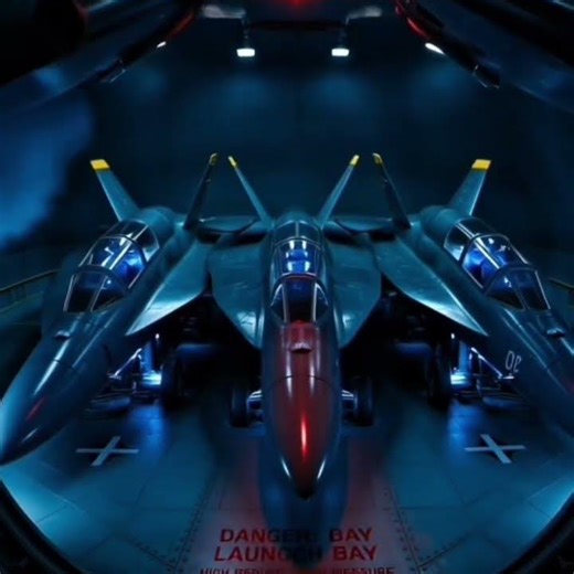 Three jet planes emerged from a submarine and are flying at high speed into deep space.​