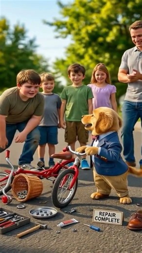 small dog cycle repair karta ha🐕#dogmeme #cycling