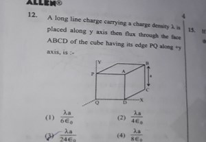 A long line charge carrying a charge density \lambda is placed ... | Filo