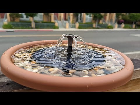 We installed a solar powered fountain/birdbath in our garden!