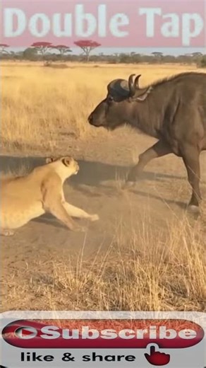 Lion vs Buffalo Fight – Who Wins? #Shorts #lionvsbuffalo #wildanimals #animalfight