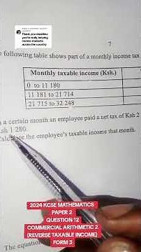 2024 KCSE MATHEMATICS PAPER 2 QUESTION 12 COMMERCIAL ARITHMETIC 2 (REVERSE TAXABLE INCOME) FORM 3