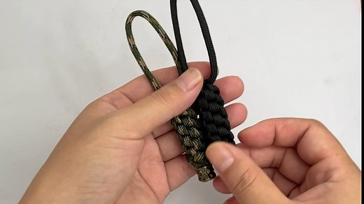 Paracord lanyards for Knife Hand-Braided Lanyards with Brass Beads Corn Knot Paracord 4" Landyards 2 Pack( Black+Camo)