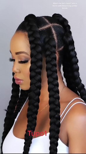 🔥Jumbo Braids 🔥Full tutorial on my YOUTUBE Tupo1 #braids #jumbobraids #protectivestyles #crochetbraids #naturalhairstyles #blackgirlmagic #fyp #viral #viralvideo #easytutorial #foryoupage #tiktok #youtube #contentcreator #tupo1