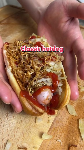 Homemade Sauerkraut Hot Dog with Crispy Shallots Recipe