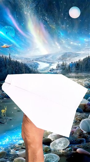 Galaxy Paper Plane Amazing Flight | Easy DIY Origami Paper Airplane That Flies Far #shorts #origami