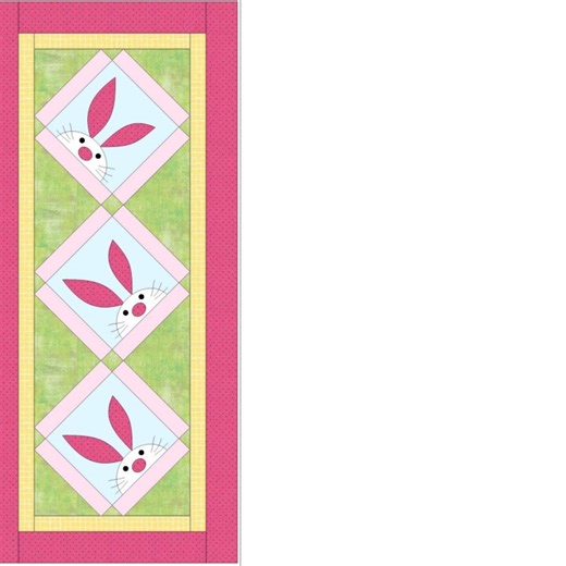 Easter Bunny Table Runner, Pdf Quilt Pattern Size 15" X 35" by Donna Westerkam - Etsy