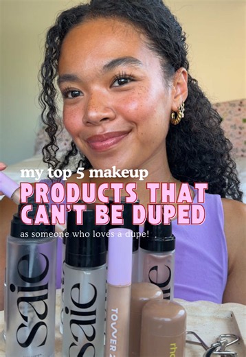 lmk if I’m wrong bc i love a dupe…BUT these are SO good they’re EMPTY! and un-dupable!!! 😤✨✍🏽 - @Saie glowy super gel (WARMGLOW!!!!) - @rhode skin pocket blush in tan line - @Tower 28 Beauty swipe concealer in noho - @SHISEIDO eyelash curler - saie city set setting spray #makeupdupes #makeup #dupes #saie #rhode