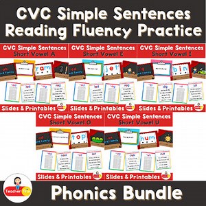CVC Decodable Sentences | SOR Phonics Reading Fluency | Google Slides PowerPoint
