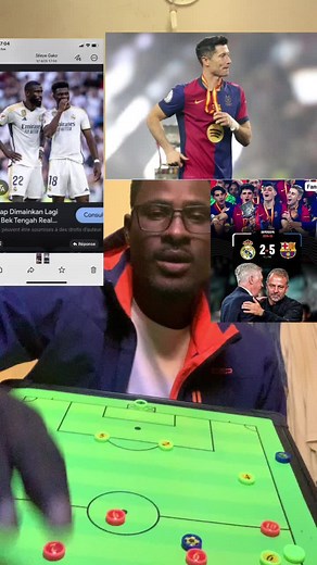 Tabletop Soccer Game Play with Barcelona vs Real Madrid