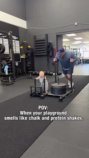 776K views · 10K reactions | Some kids grow up in playgrounds. Ours grow up in gyms. comment “Gains” for the kids Sled link + discount code. #BabyGains #LeadByExample” | Baby Gains | Facebook