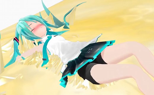【粘着拘束】初音未来被黏在地上动不了 (Stuck in Sticky Glue Trap for MMD)