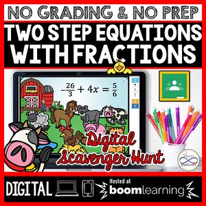 Two Step Equations with Fractions Digital Scavenger Hunt | Distance Learning