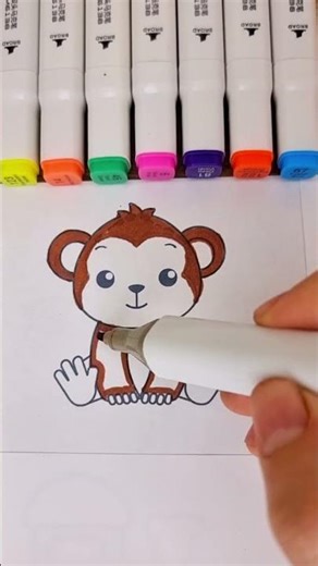 Cute Monkey Coloring for Kids 🐵🎨 Easy Cartoon Animal Drawing