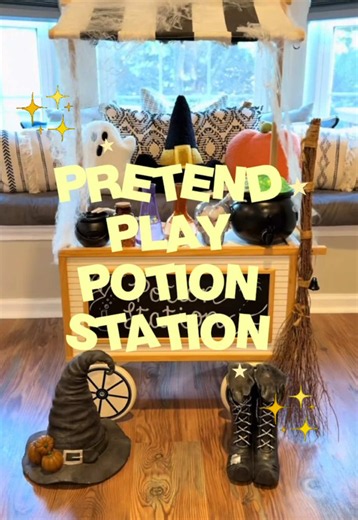 WAIT… who needs an ice cream shop when you can have a WITCHES’ POTION SHOP?! 🧙‍♀️🧪✨ Set up a little potion station and let your tiny witches take your order, mix up a potion & serve it with a side of spooky magic. 👻💚 Pretend play = the BEST kind of play. 🖤 #toddleractivities #activitiesforkids #halloweenactivities #kidactivities #pretendplay
